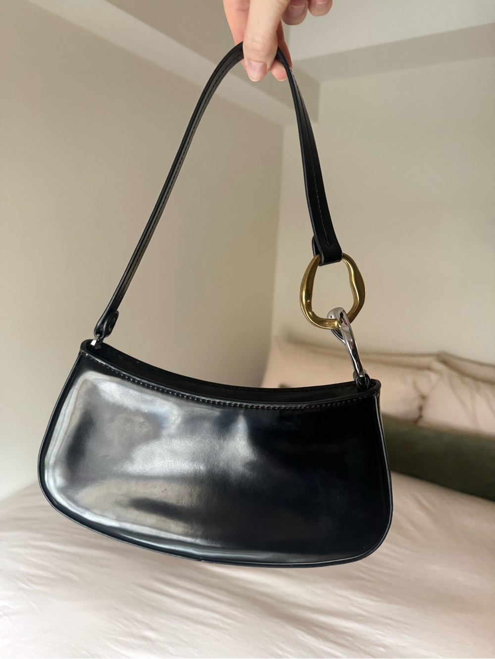 STAUD Black Ollie Patent Shoulder Bag - Picture 5 of 8